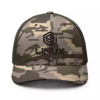CSI Linux - Black Logo - Camouflage trucker hat